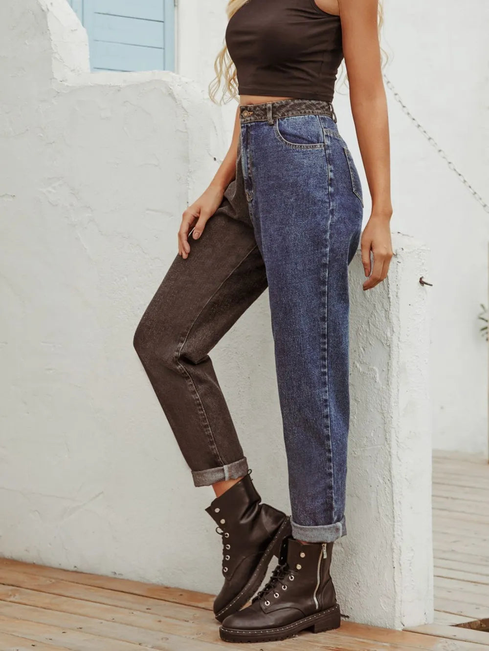 Two Tone Straight Leg Jeans – Trendsi | ClozArt