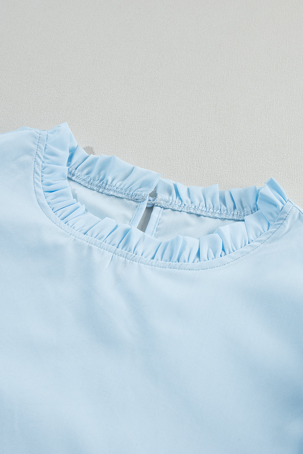 Beau Blue Layered Cap Sleeve Frill Neck Blouse – Shewin | ClozArt