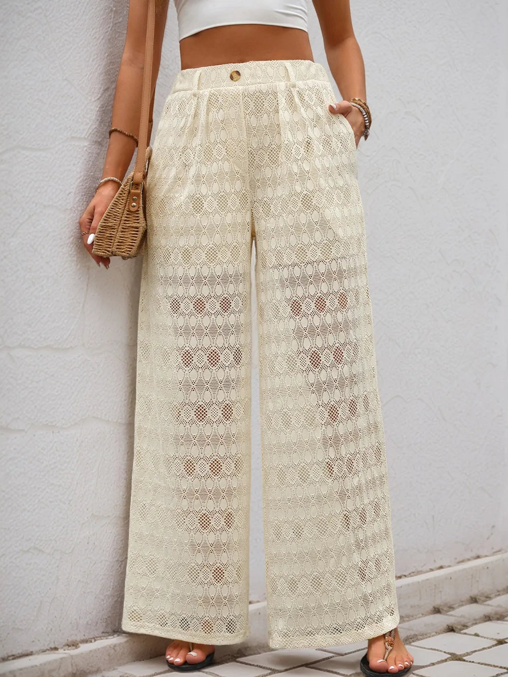 Decorative Button Wide Leg Pants – Trendsi | ClozArt