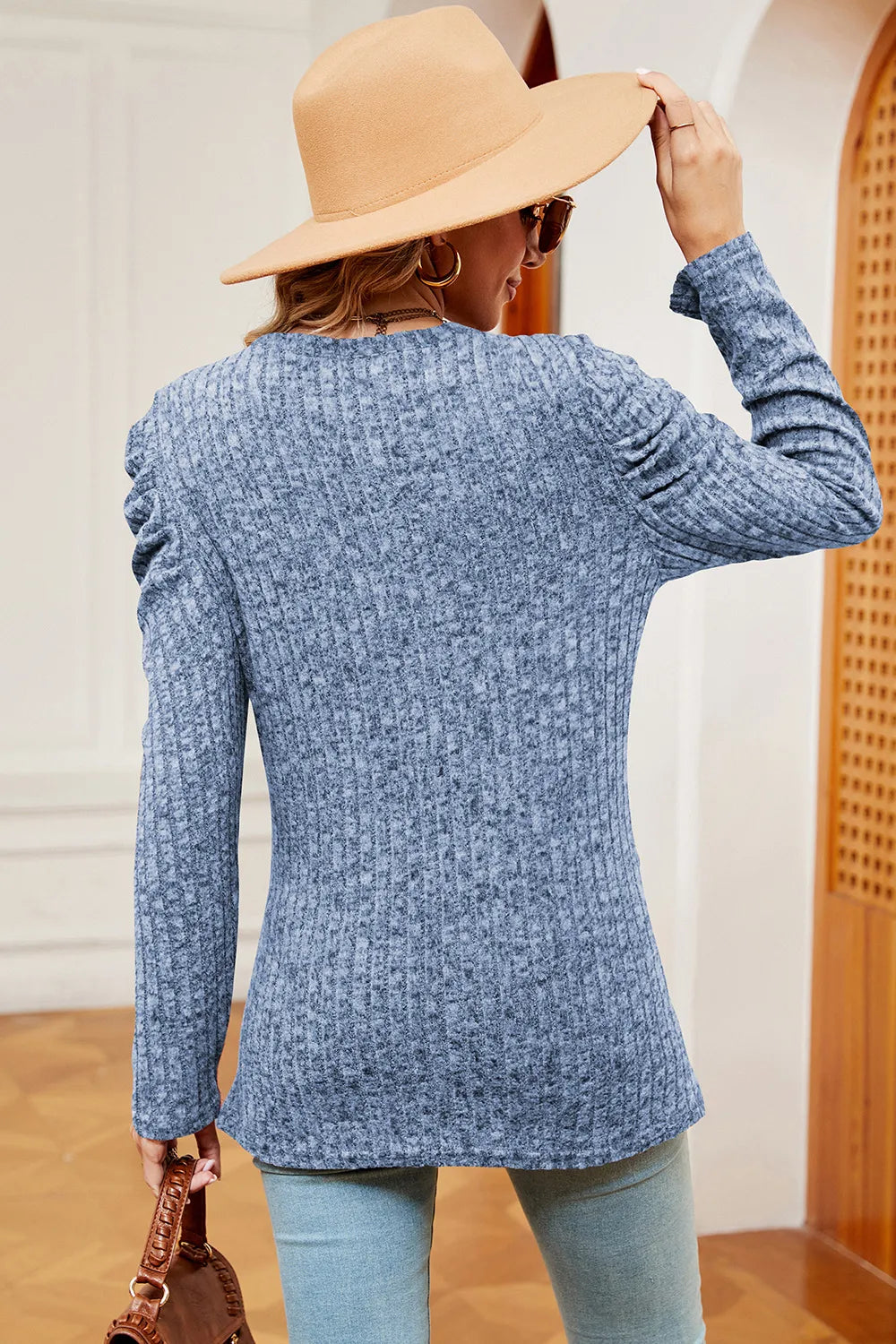 Round Neck Puff Sleeve T-Shirt – Trendsi | ClozArt
