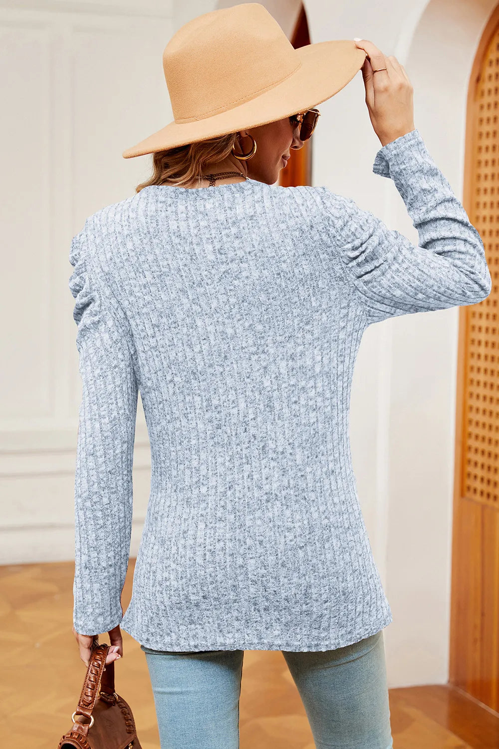 Round Neck Puff Sleeve T-Shirt – Trendsi | ClozArt