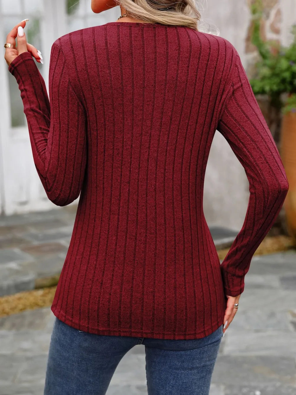 Decorative Button Round Neck Long Sleeve T-Shirt – Trendsi | ClozArt