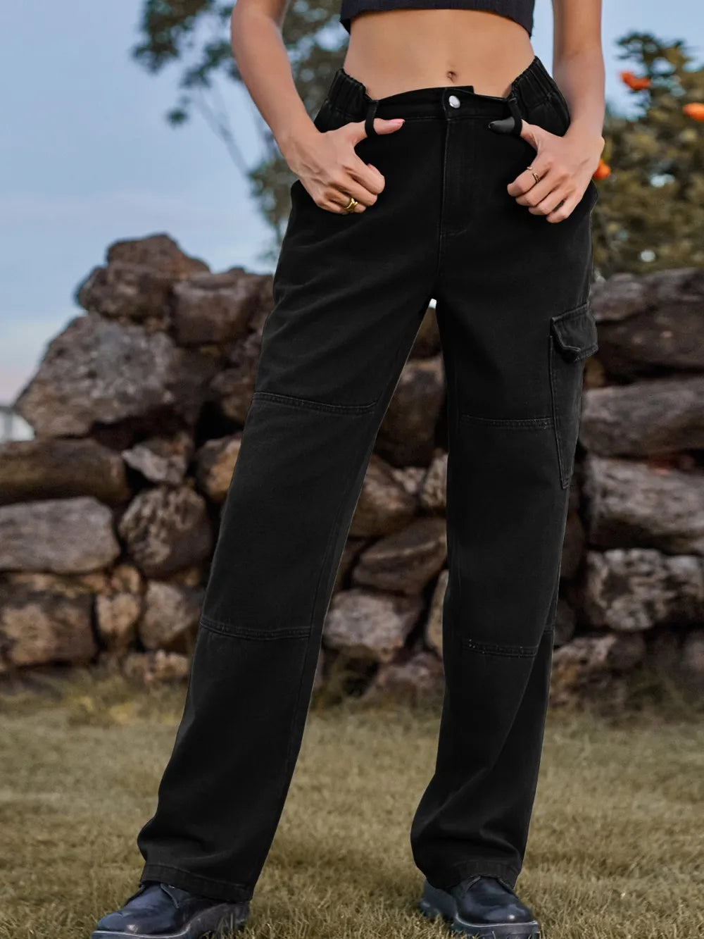 High Waist Cargo Straight Jeans – Trendsi | ClozArt