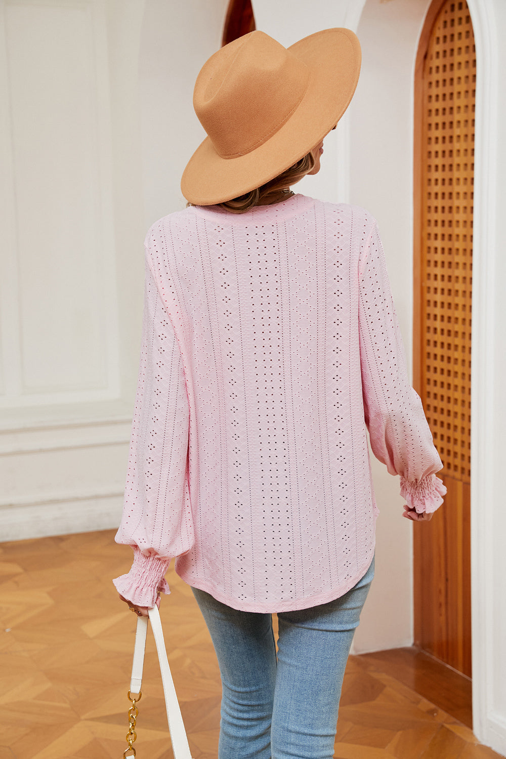 Notched Neck Flounce Sleeve Blouse – Trendsi | ClozArt