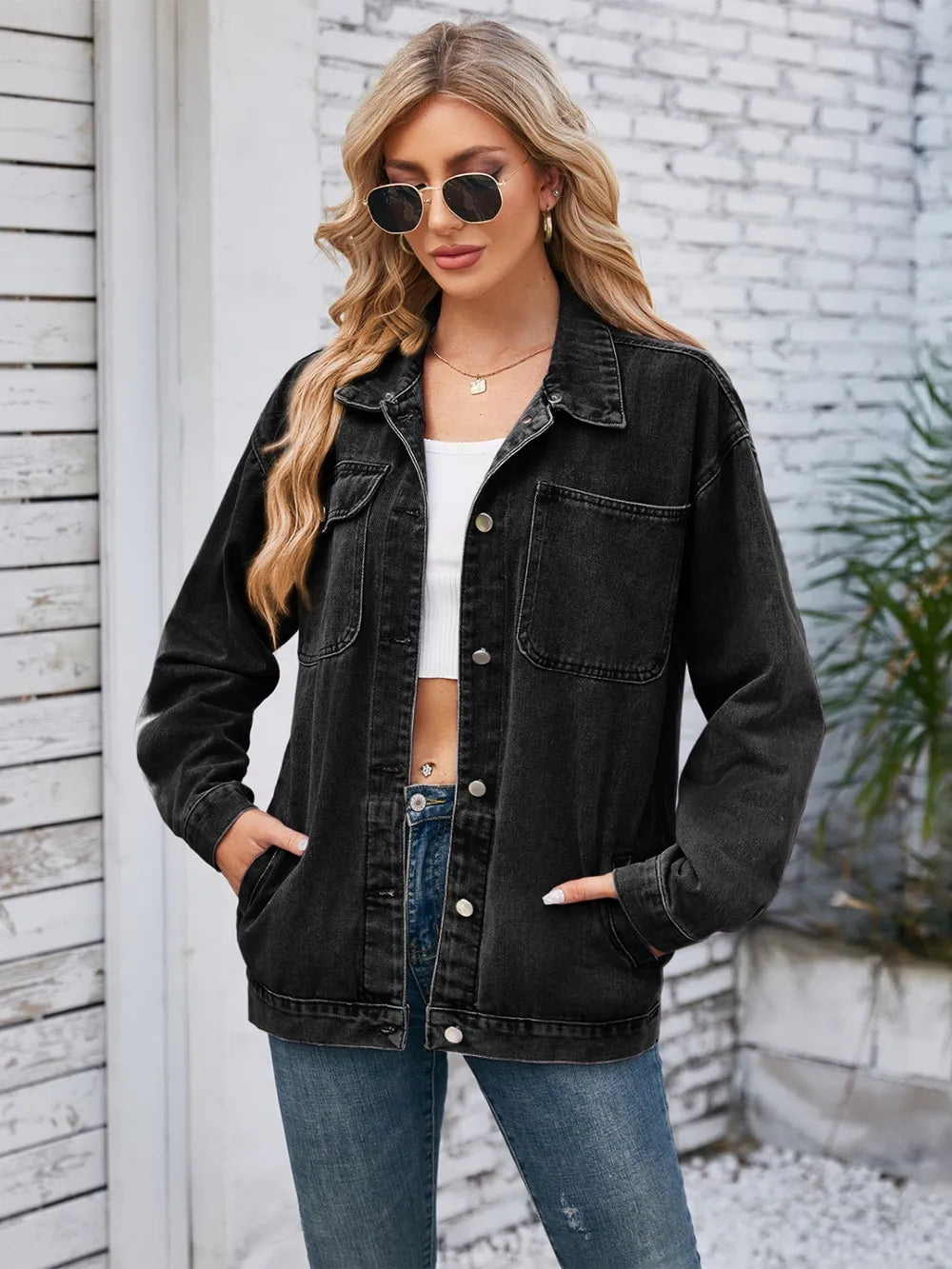 Pocketd Button Up Detachable Hooded Denim Jacket – Trendsi | ClozArt