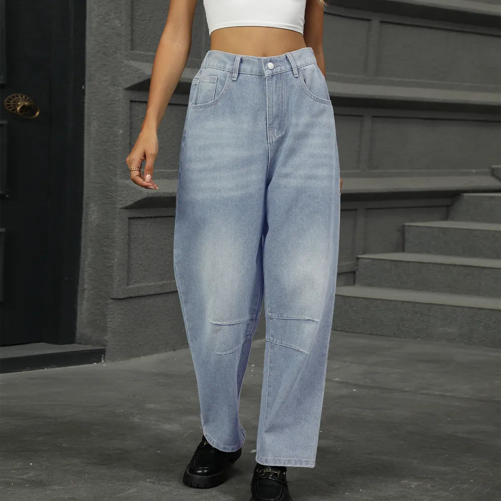 Half Elastic Waist Straight Leg Jeans – Trendsi | ClozArt