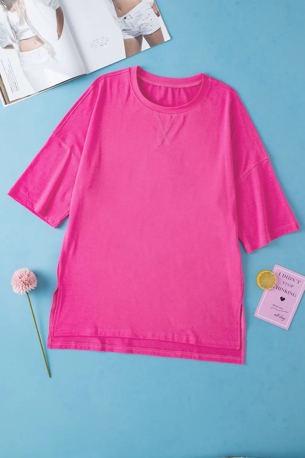 Slit Round Neck Half Sleeve T-Shirt – Trendsi | ClozArt