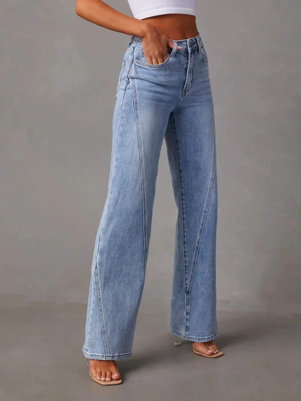 High Waist Straight Jeans with Pockets – Trendsi | ClozArt