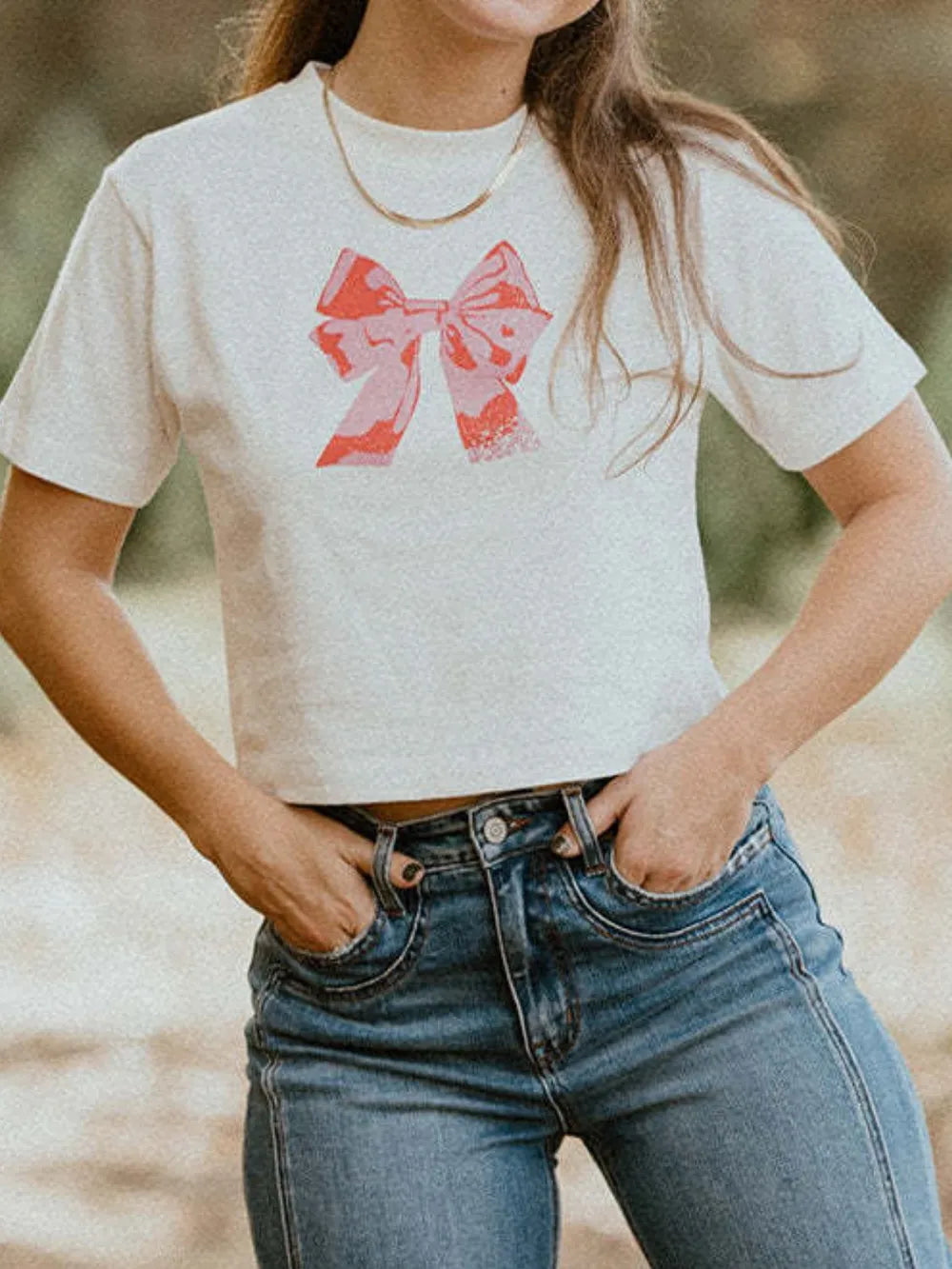 Bow Round Neck Short Sleeve T-Shirt – Trendsi | ClozArt