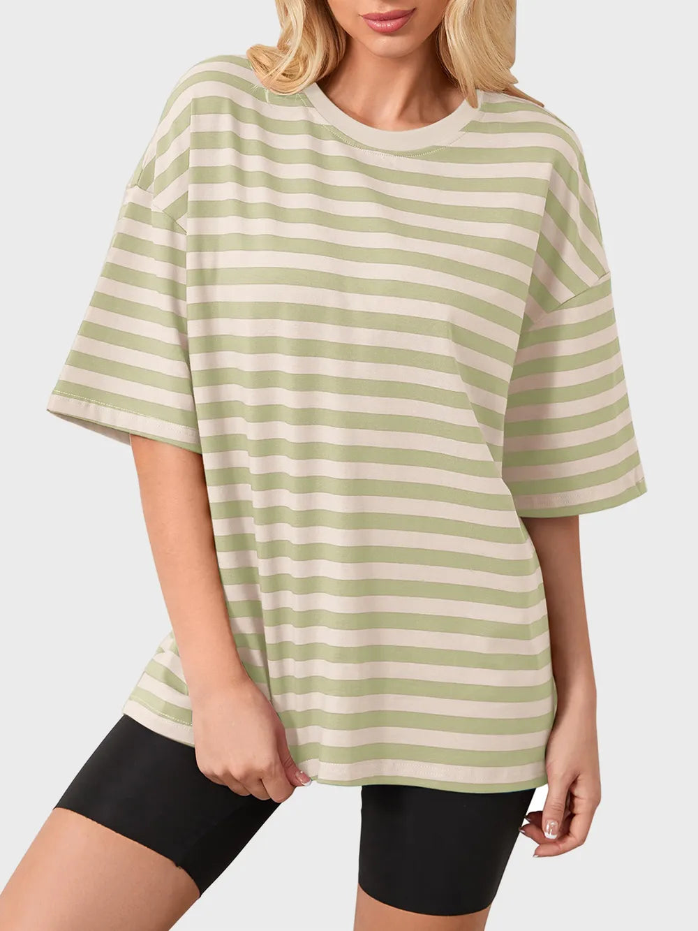 Striped Round Neck Half Sleeve T-Shirt – Trendsi | ClozArt