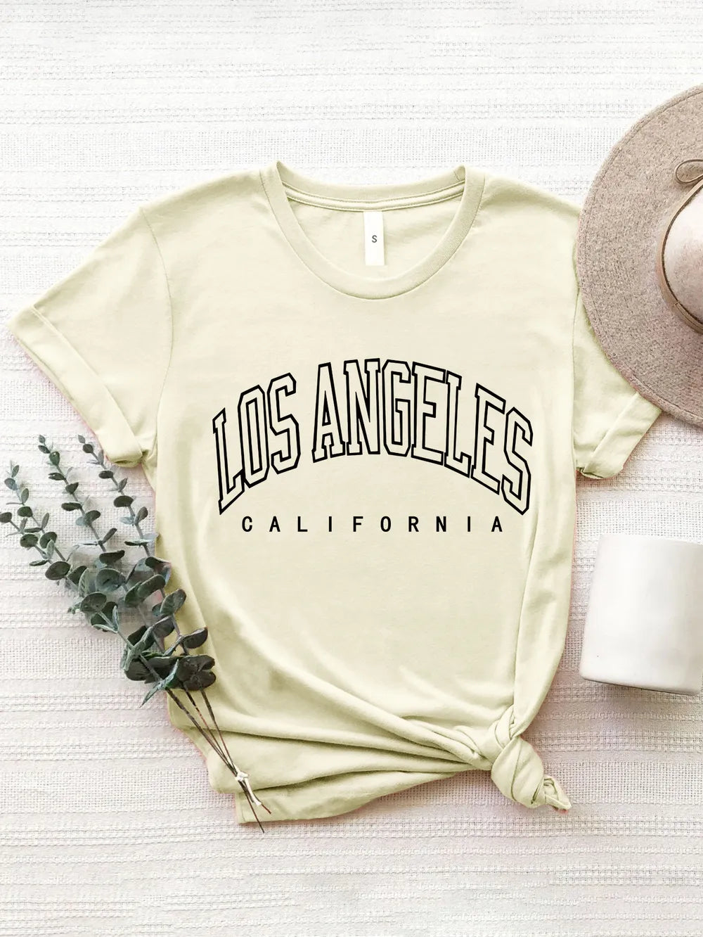 LOS ANGELES CALIFORNIA Round Neck T-Shirt – Trendsi | ClozArt