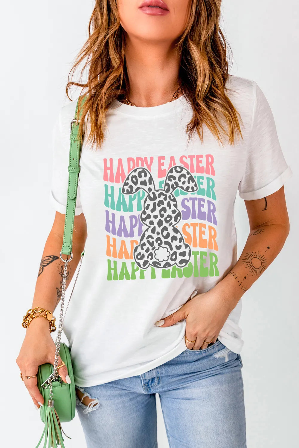HAPPY EASTER Round Neck Short Sleeve T-Shirt – Trendsi | ClozArt