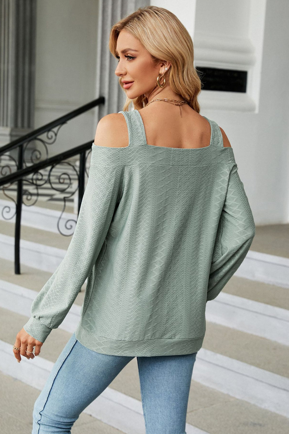 Cold Shoulder Square Neck Cutout Blouse – Trendsi | ClozArt