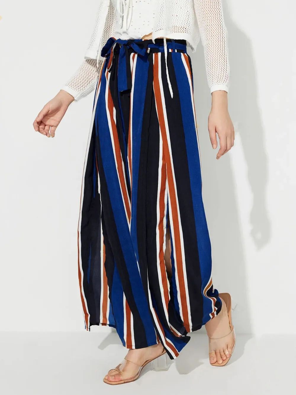 Side Slit Contrast Wide Leg Pants – Trendsi | ClozArt