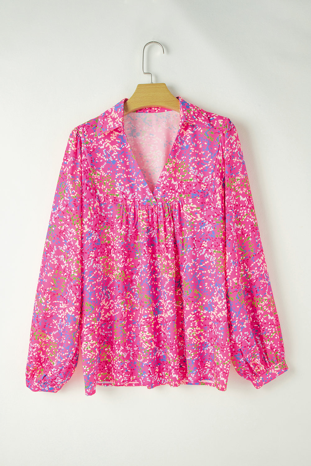 Orange Abstract Print Loose Fit Collared V Neck Babydoll Blouse – Shewin | ClozArt