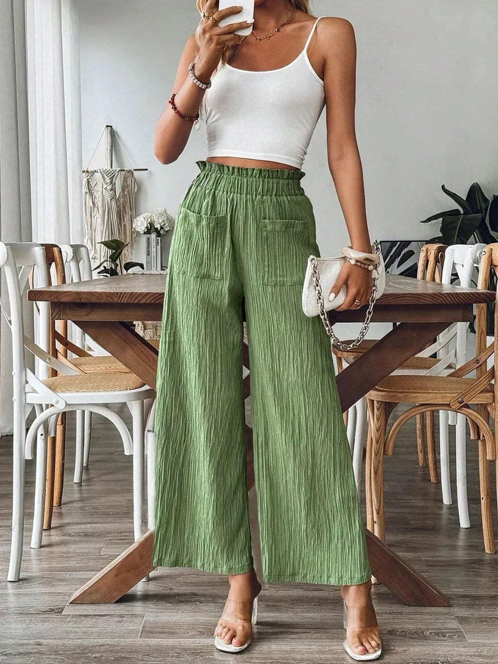 Pocketed Elastic Waist Wide Leg Pants – Trendsi | ClozArt