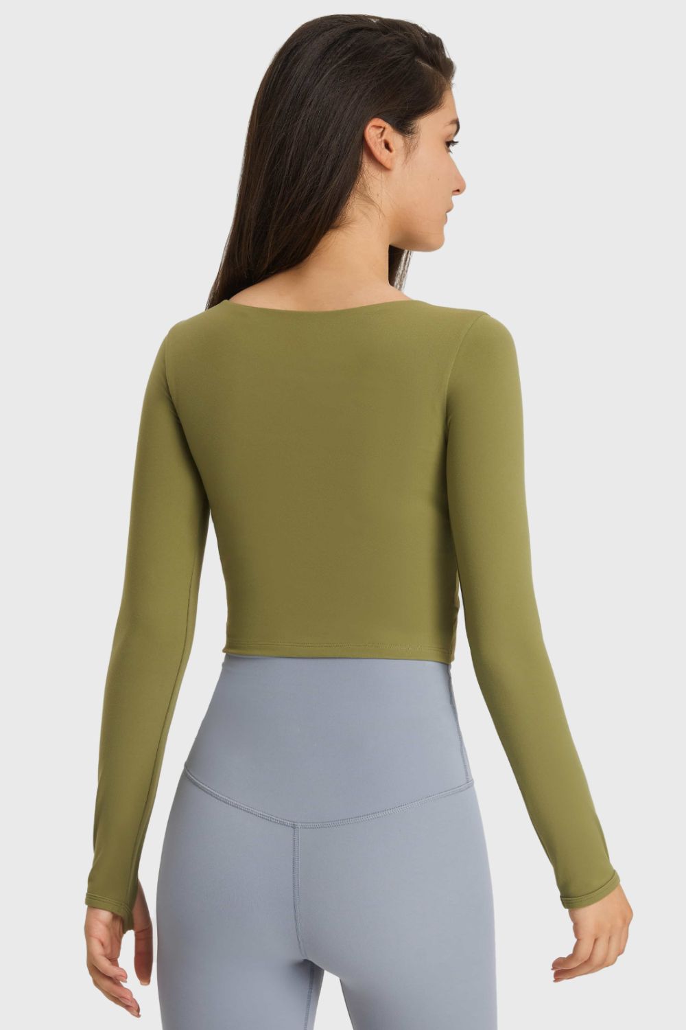 Millennia Cutout Long Sleeve Cropped Sports Top – Trendsi | ClozArt