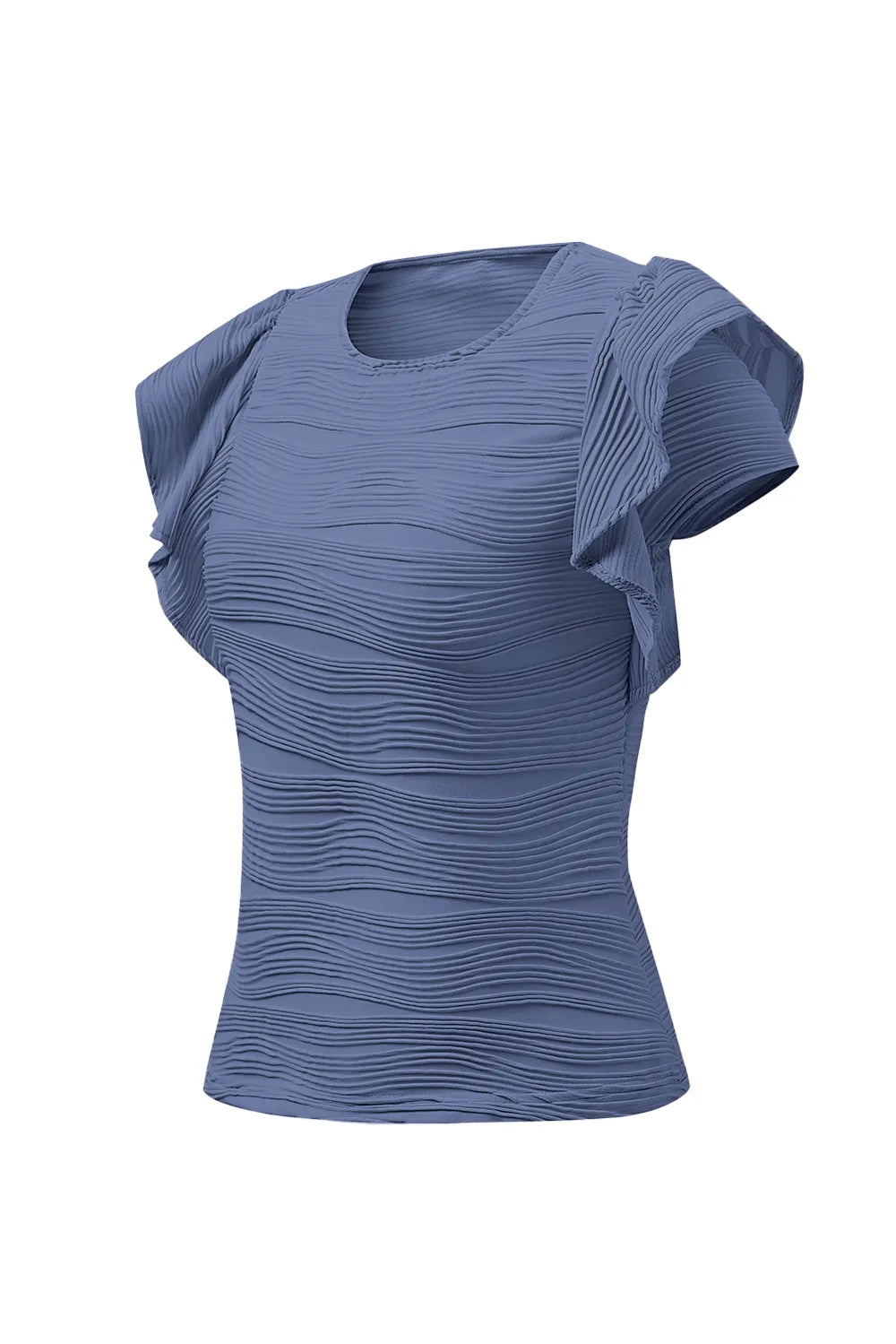 Textured Round Neck Cap Sleeve Top – Trendsi | ClozArt