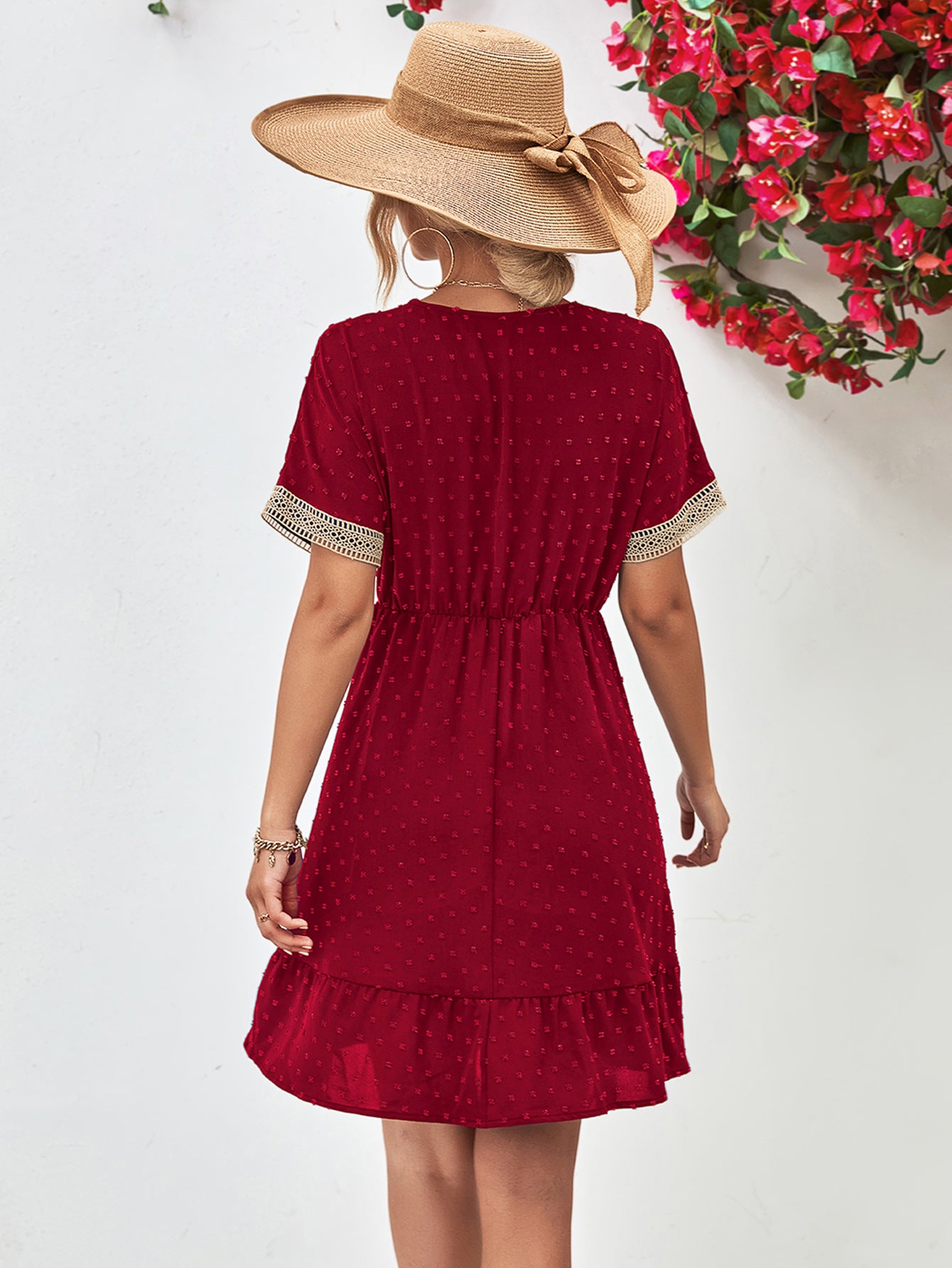 Contrast V-Neck Short Sleeve Mini Dress – Trendsi | ClozArt