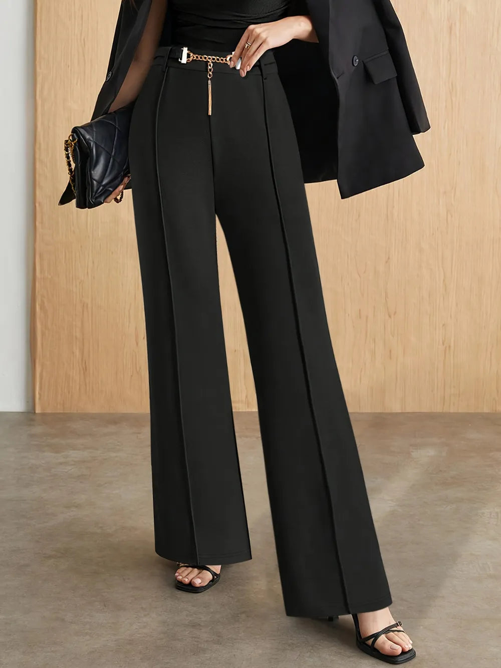 Chain Detail High Waist Pants – Trendsi | ClozArt