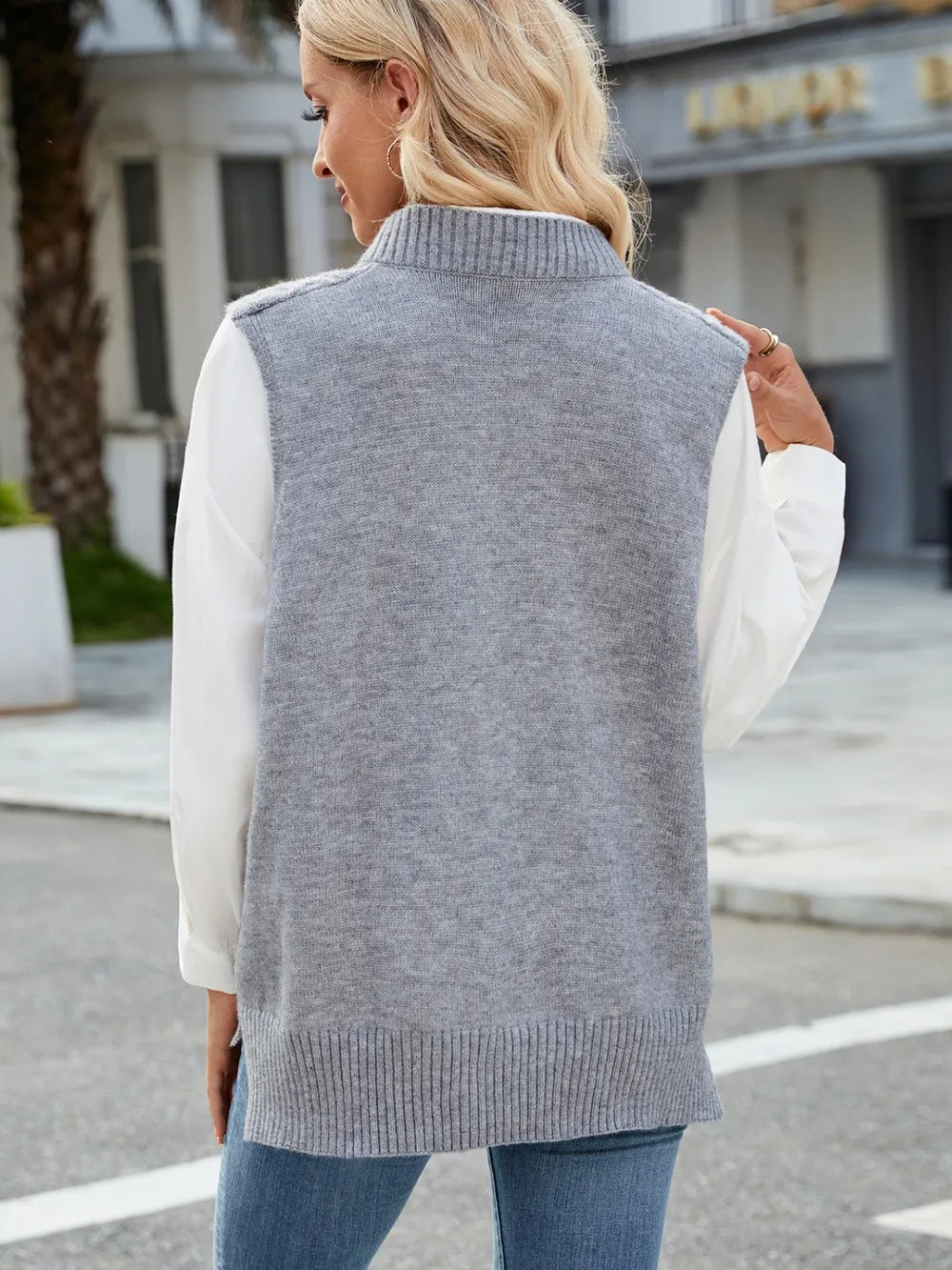 Cable Knit V-Neck Sweater Vest – Trendsi | ClozArt