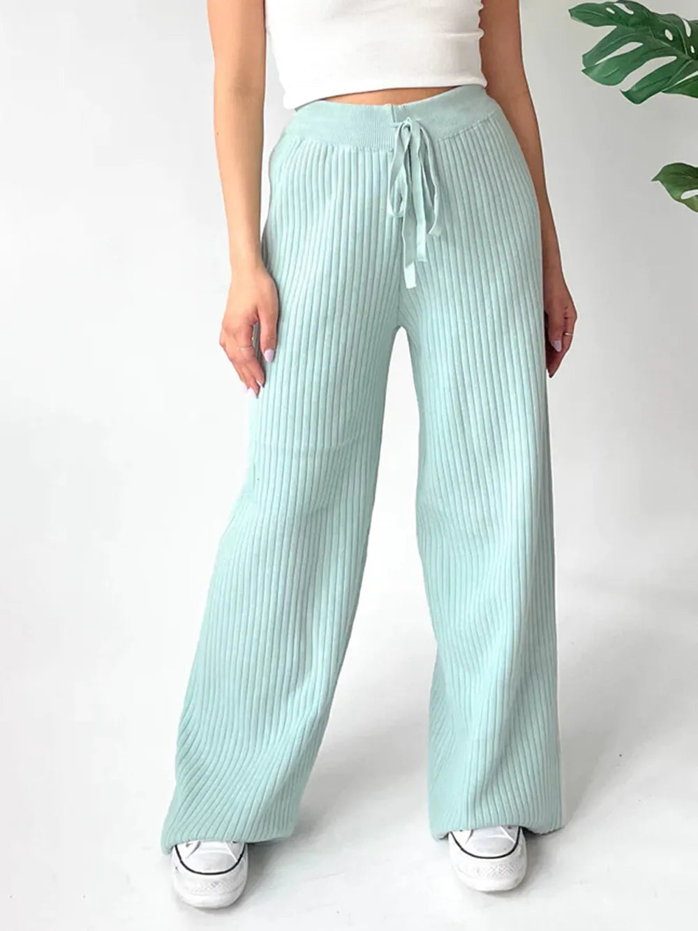 Ribbed Wide Leg Sweater Pants – Trendsi | ClozArt