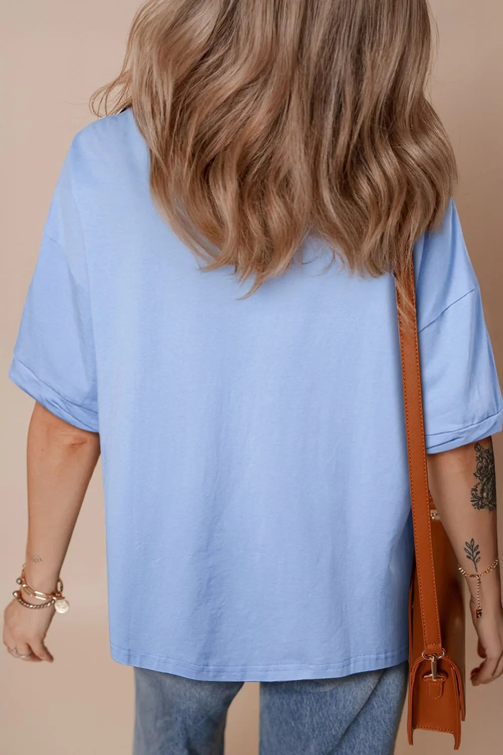 USA Patched Drop Sleeve Crewneck T Shirt – Trendsi | ClozArt