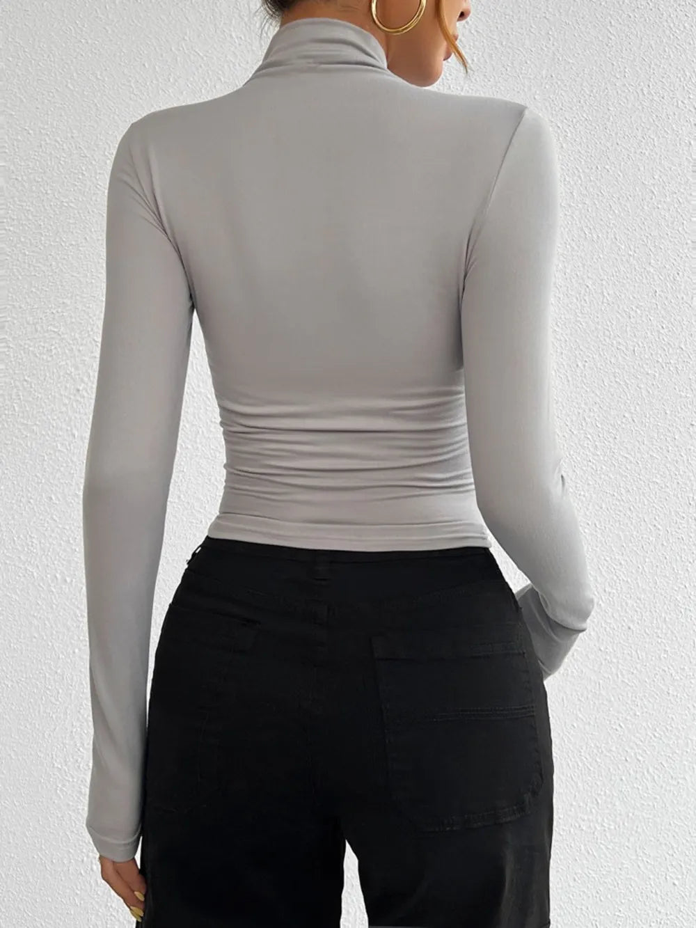 Devine Mock Neck Long Sleeve T-Shirt – Trendsi | ClozArt