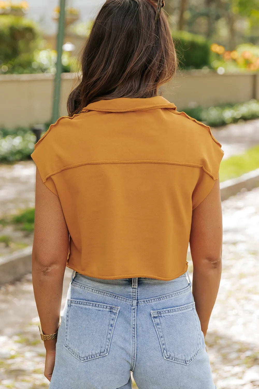 Collared Neck Cap Sleeve T-Shirt – Trendsi | ClozArt