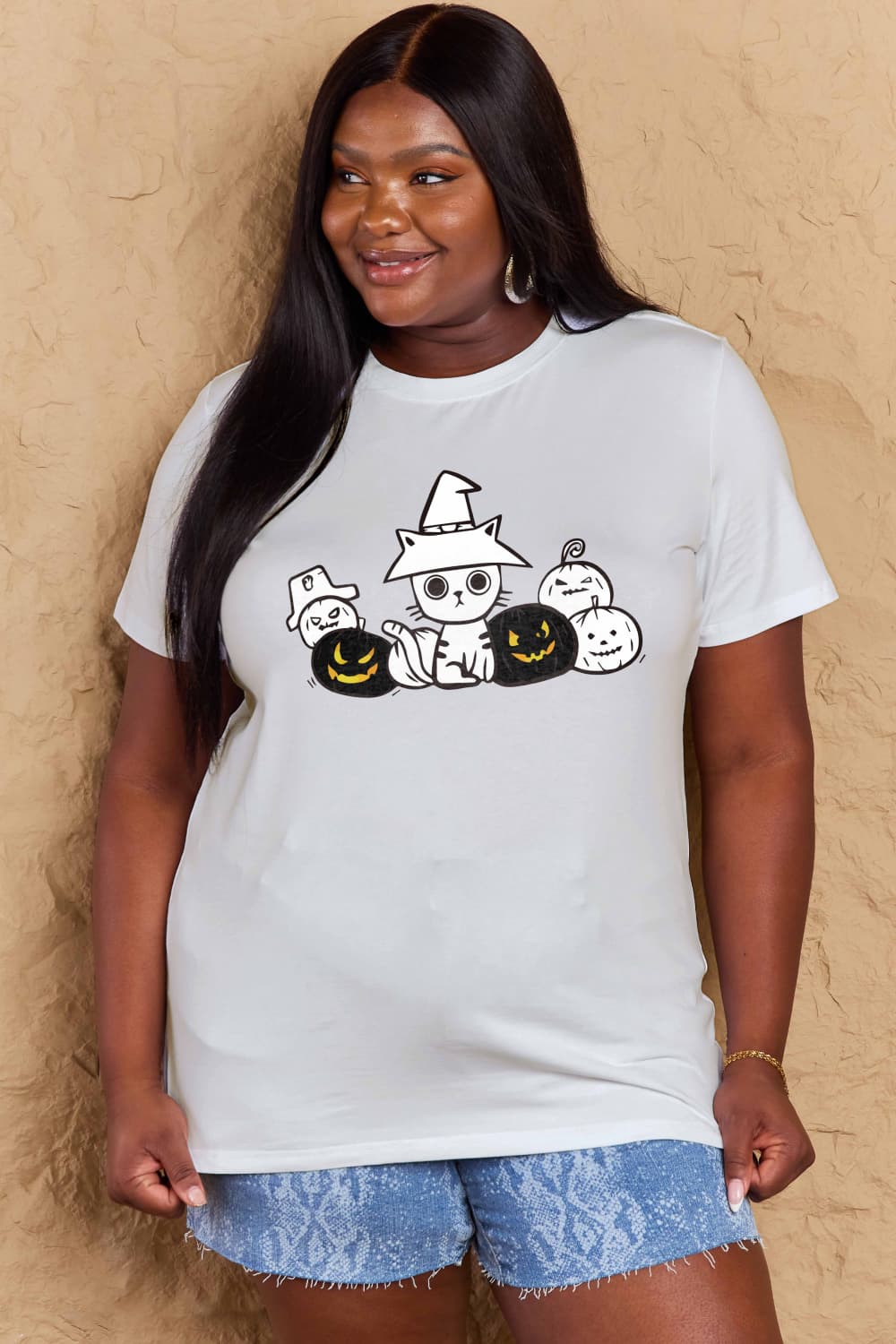 Simply Love Full Size Cat & Pumpkin Graphic Cotton T-Shirt – Trendsi | ClozArt