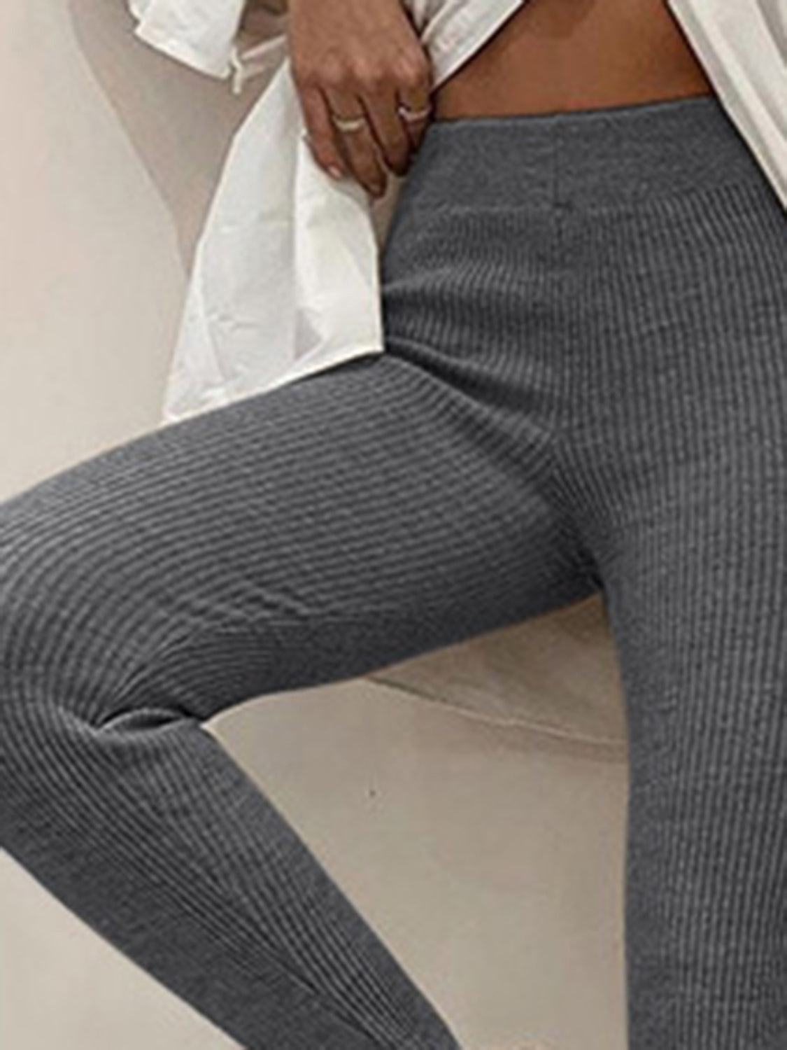 Ribbed Mid Waist Leggings – Trendsi | ClozArt