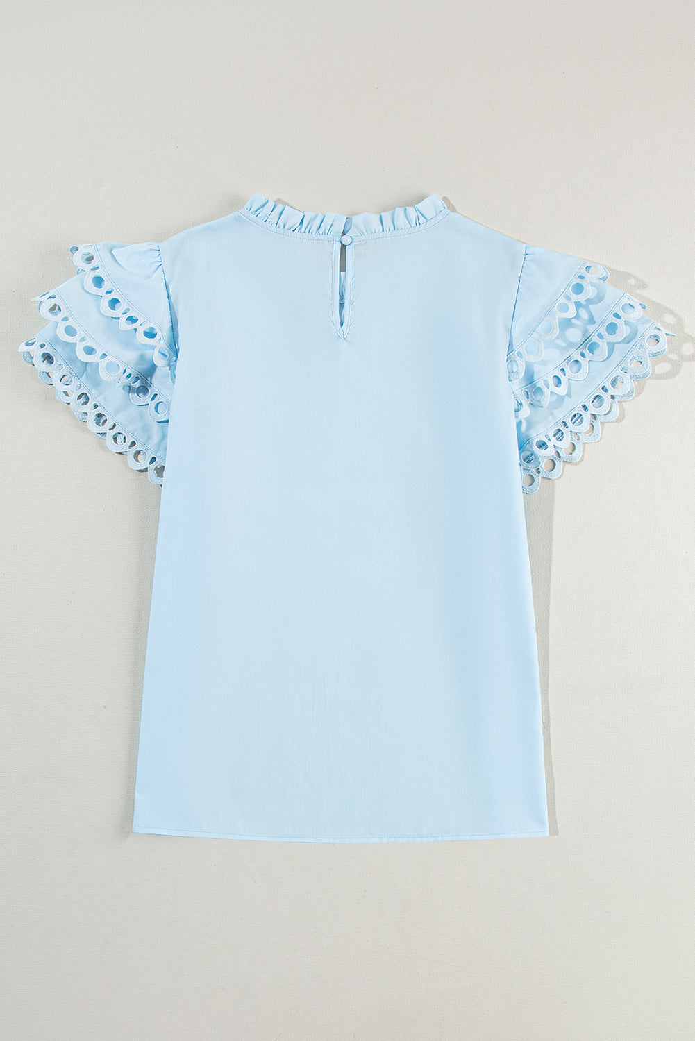 Beau Blue Layered Cap Sleeve Frill Neck Blouse – Shewin | ClozArt