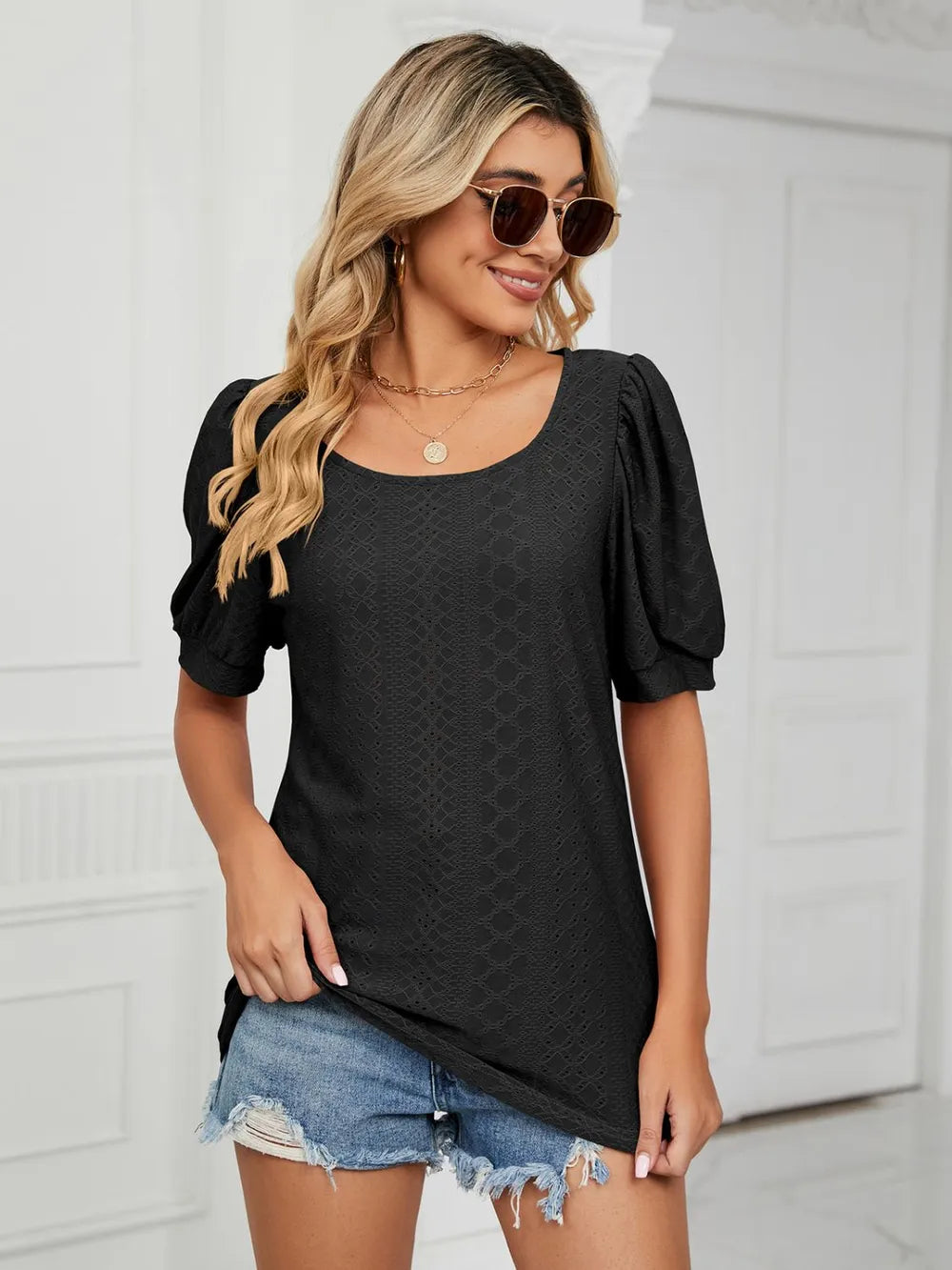 Ruched Notched Long Sleeve T-Shirt – Trendsi | ClozArt