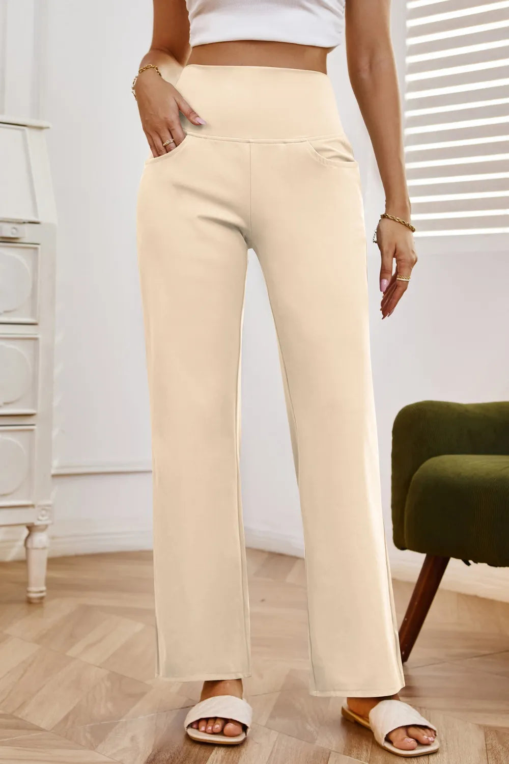 High Waist Wide Leg Pants with Pockets – Trendsi | ClozArt