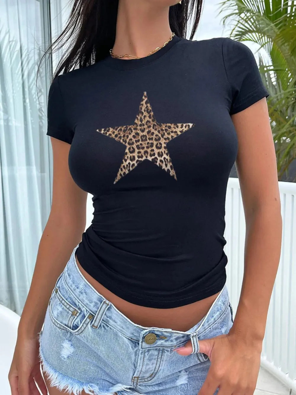 Devine Star Round Neck Short Sleeve T-Shirt – Trendsi | ClozArt