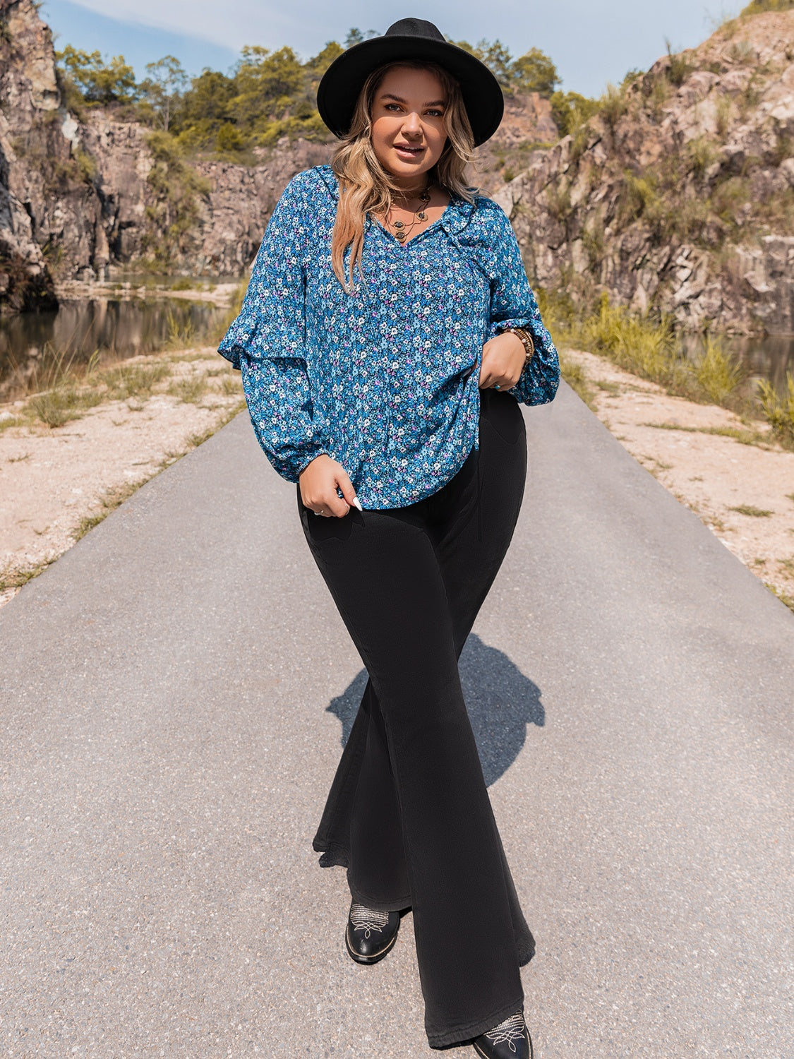 Plus Size Tie Neck Ruffled Blouse – Trendsi | ClozArt