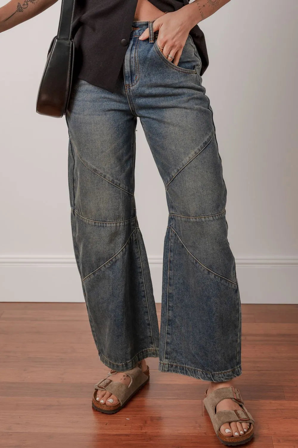 Exposed Stitching Loose Straight High Waist Jeans – Trendsi | ClozArt