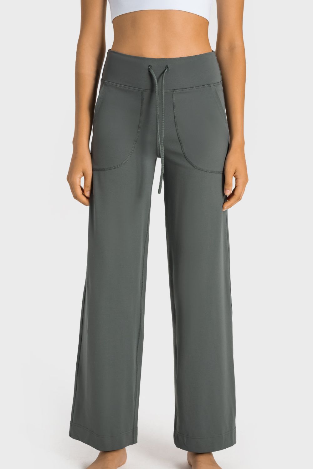 Millennia Drawstring Waist Wide Leg Sports Pants with Pockets – Trendsi | ClozArt