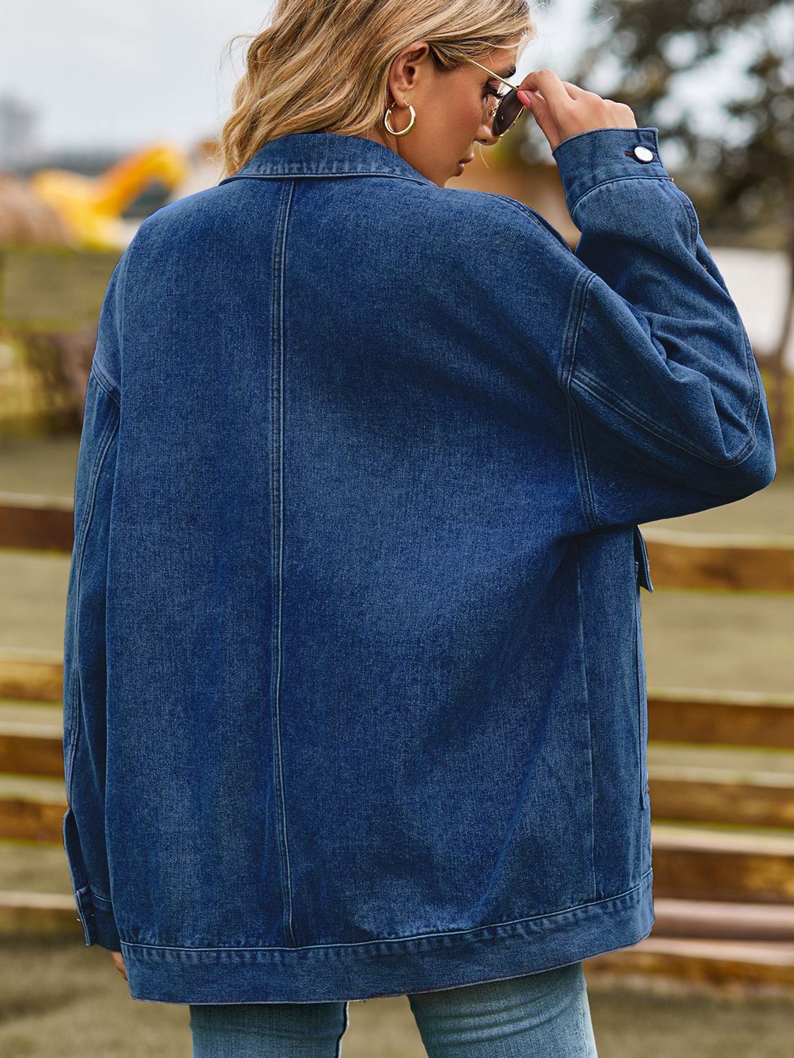 Dropped Shoulder Denim Jacket with Pockets – Trendsi | ClozArt