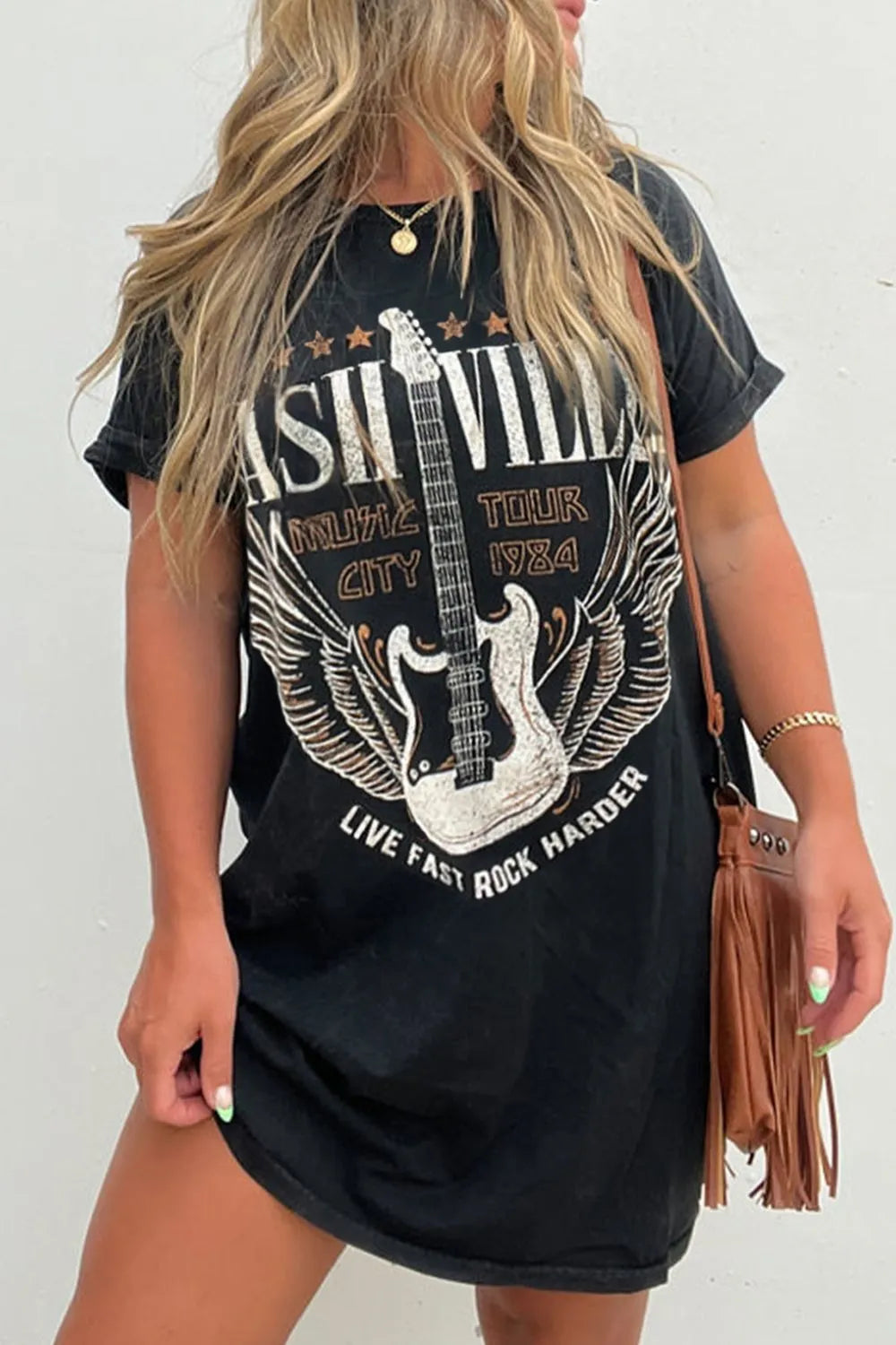Graphic Round Neck Short Sleeve Tee Dress – Trendsi | ClozArt