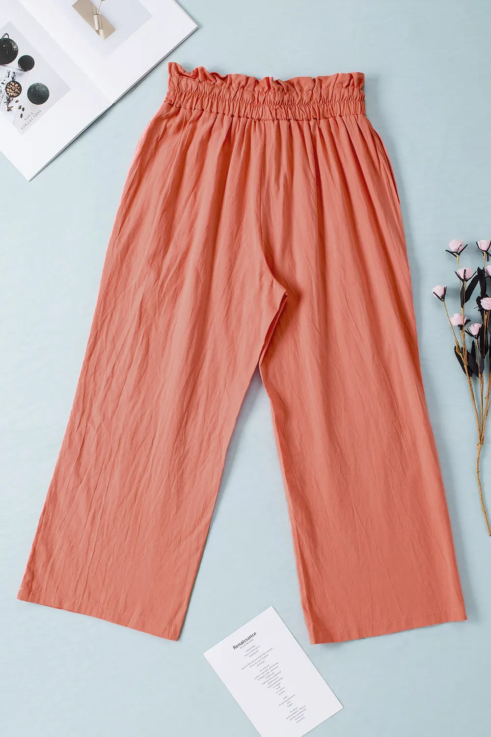 Drawstring Paperbag Waist Wide Leg Pants – Trendsi | ClozArt