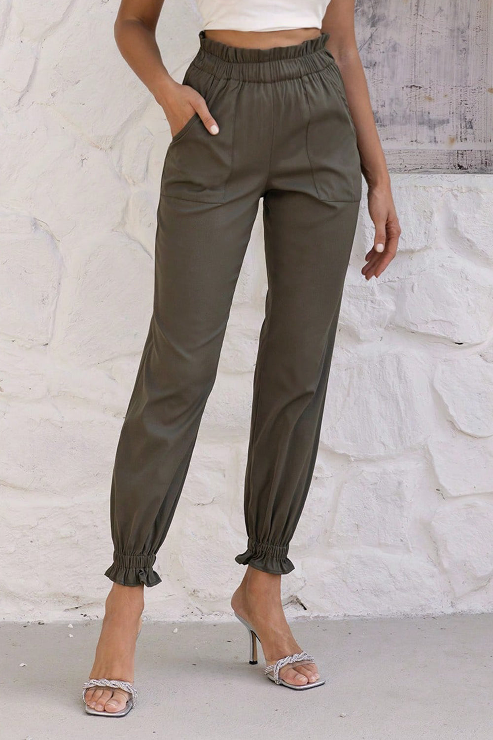 Paperbag Waist Pants with Pockets – Trendsi | ClozArt