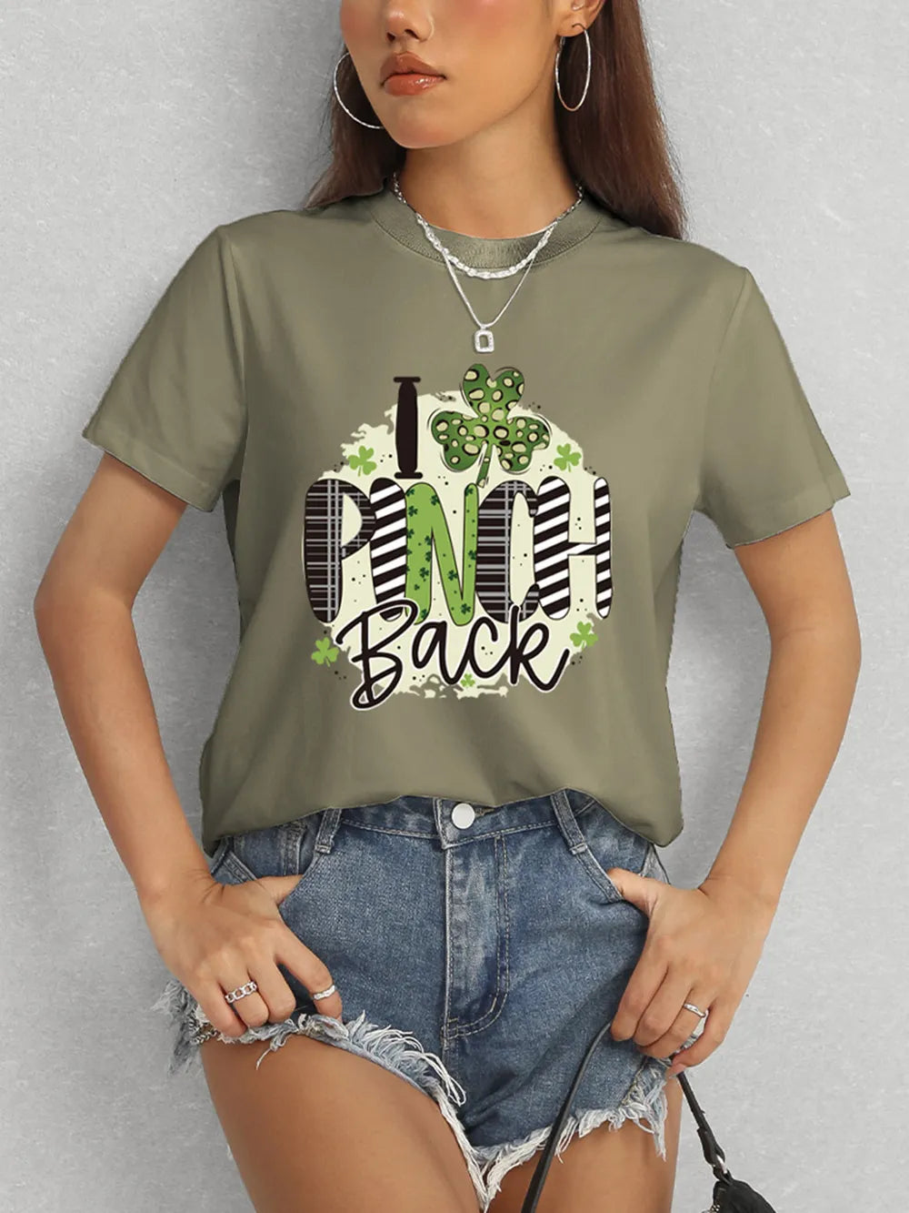 I PINCH BACK Round Neck Short Sleeve T-Shirt – Trendsi | ClozArt