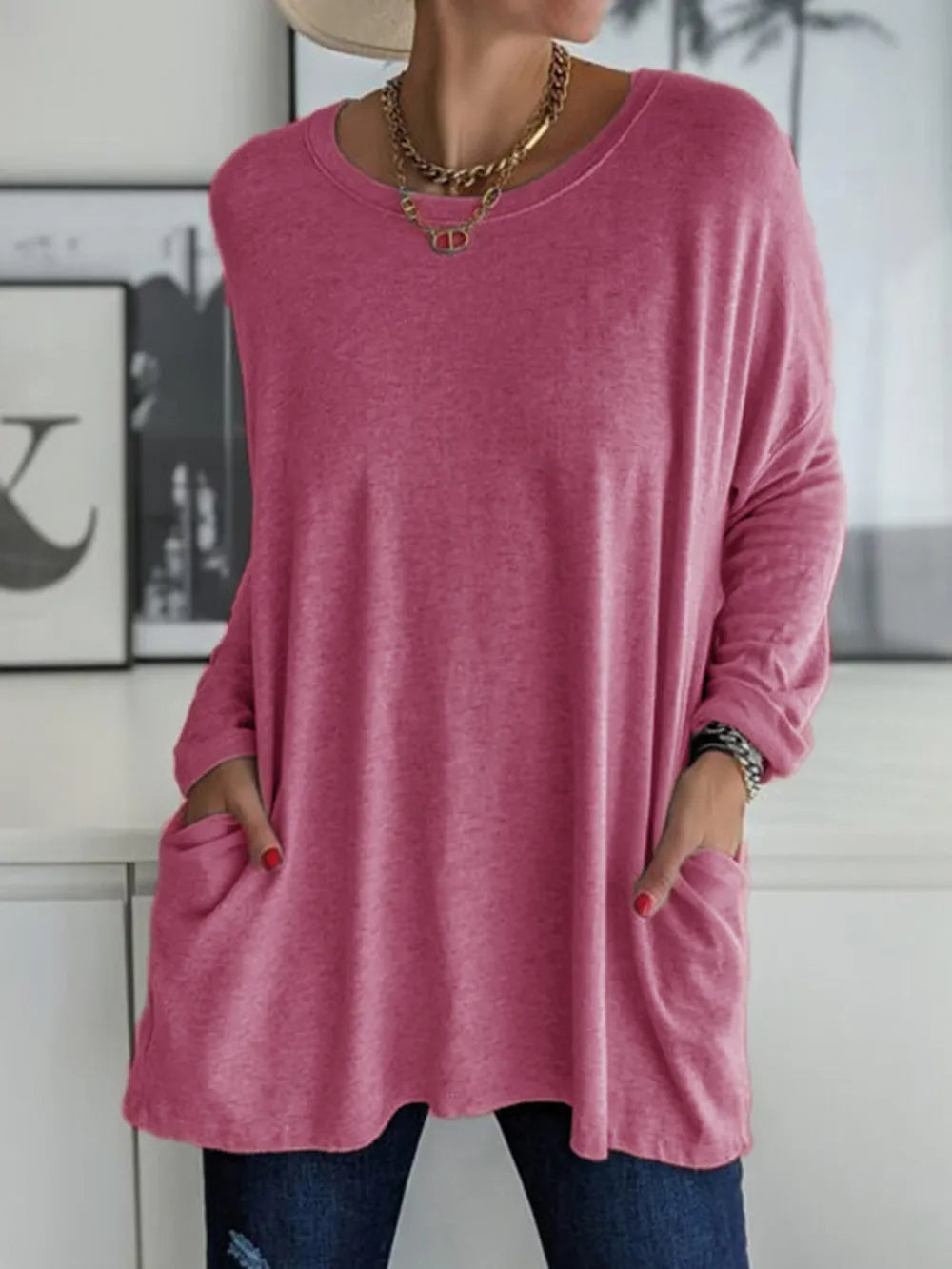 Full Size Round Neck Long Sleeve T-Shirt – Trendsi | ClozArt