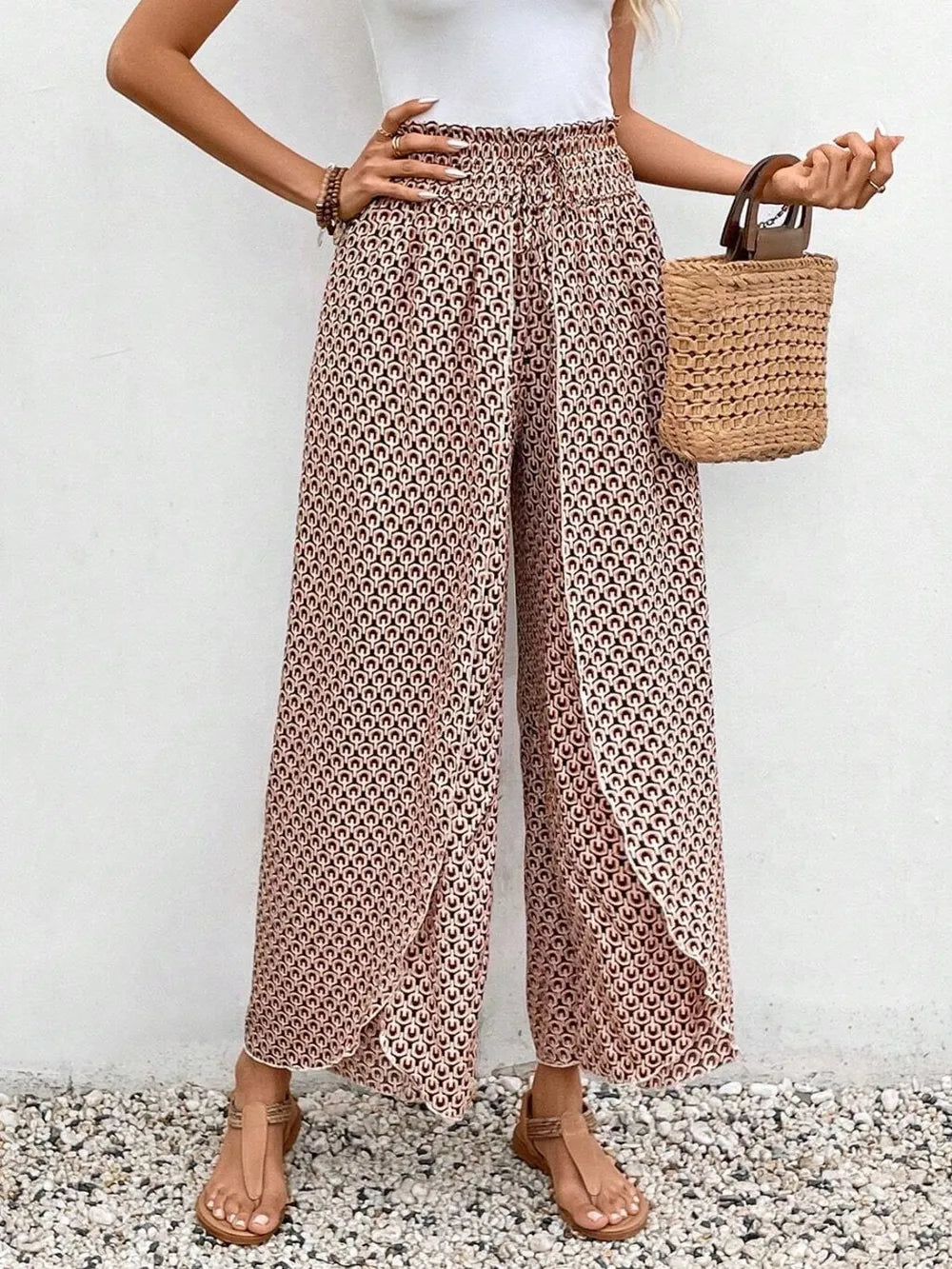 Tied Printed Wide Leg Pants – Trendsi | ClozArt