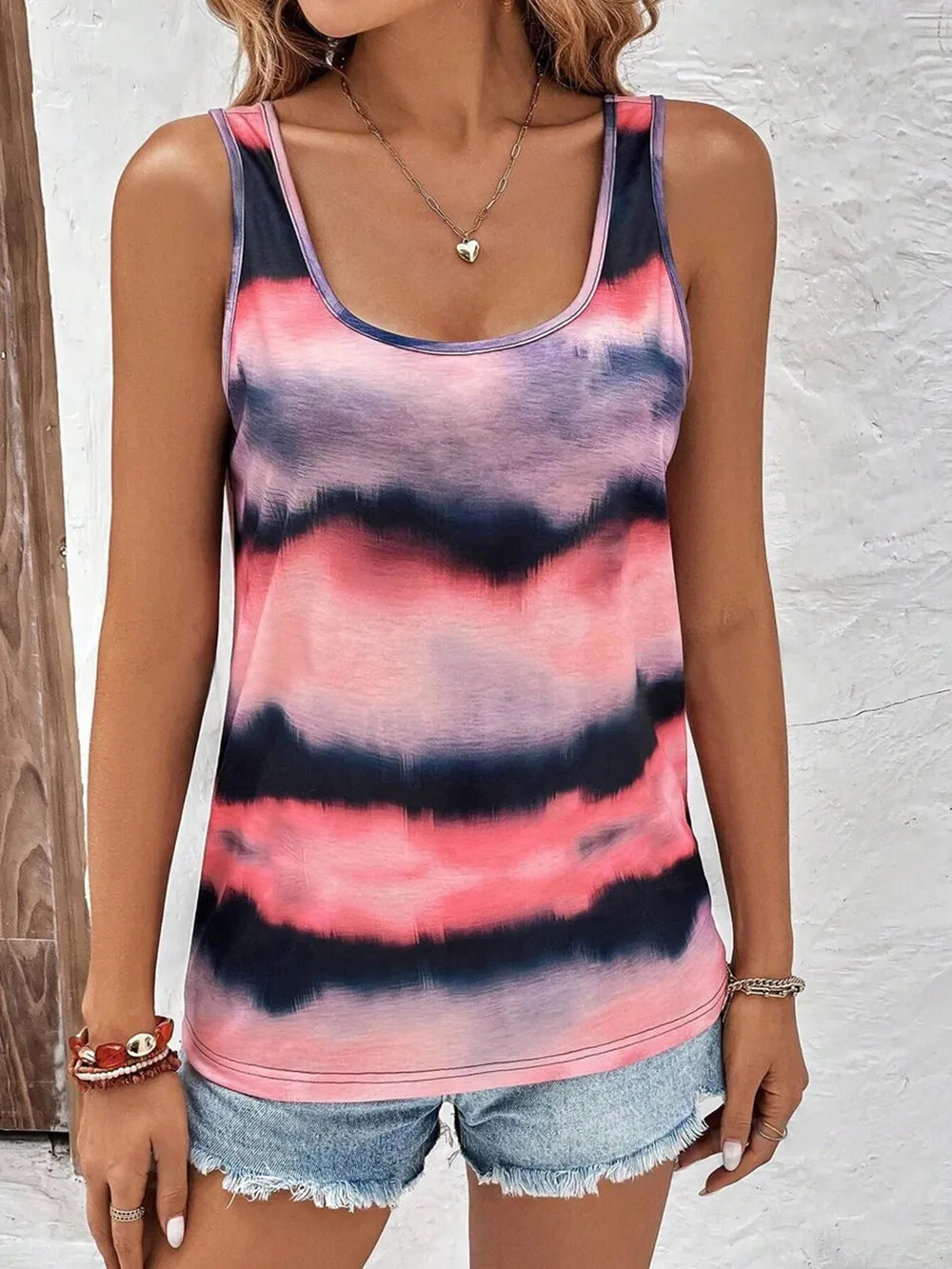 Tie-Dye Scoop Neck Wide Strap Tank – Trendsi | ClozArt