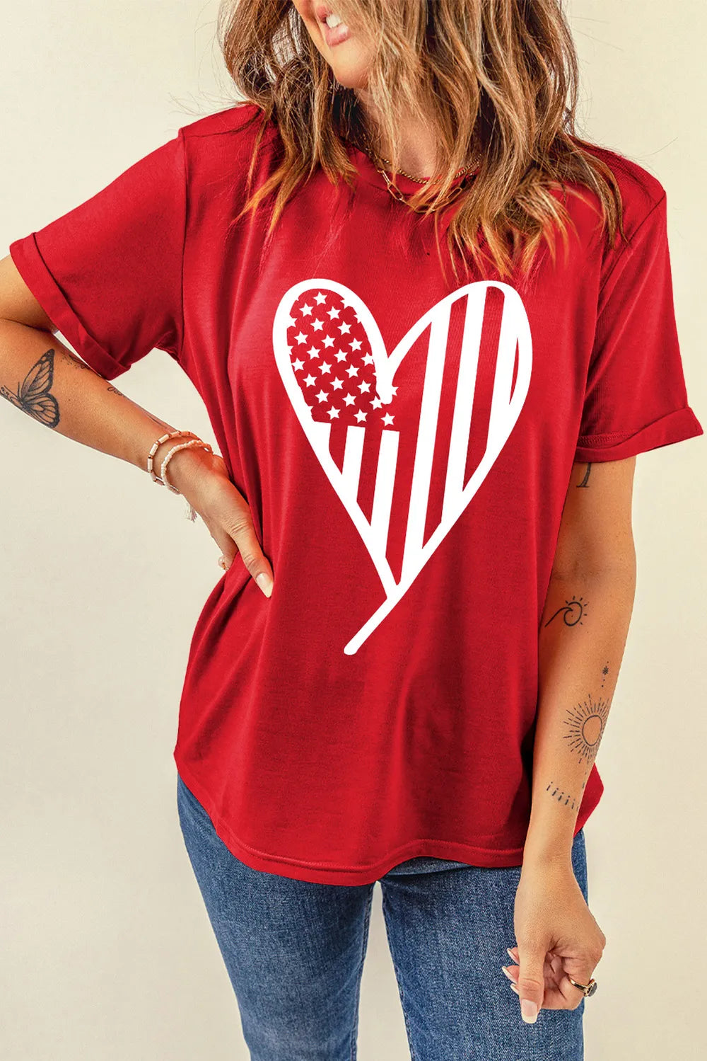 Heart Round Neck Short Sleeve T-Shirt – Trendsi | ClozArt