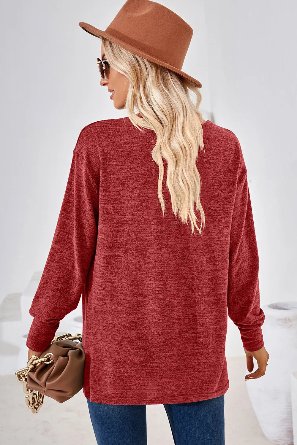 V-Neck Dropped Shoulder T-Shirt – Trendsi | ClozArt