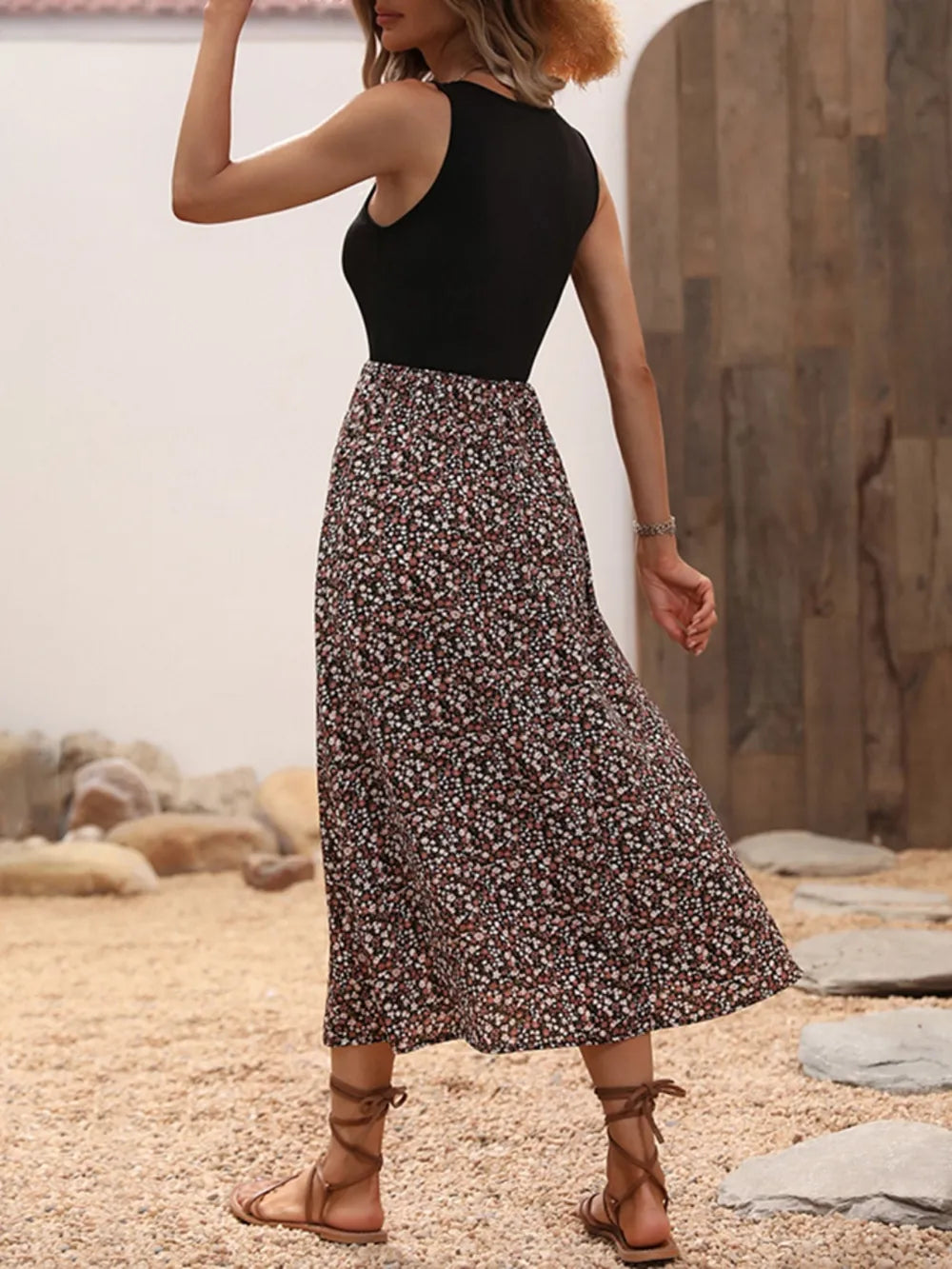 Scoop Neck Wide Strap Printed Dress – Trendsi | ClozArt