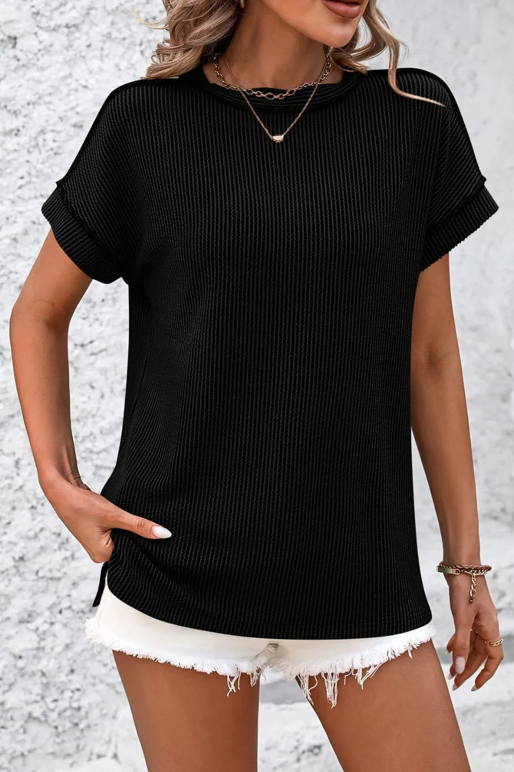 Mandy Striped Round Neck Short Sleeve T-Shirt – Trendsi | ClozArt